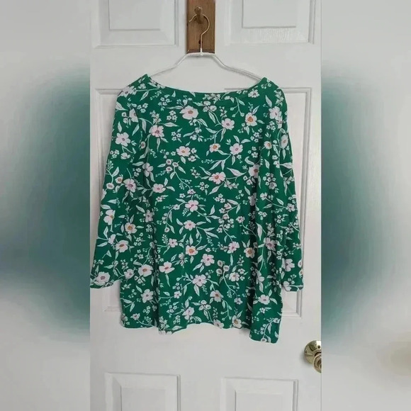 Croft And Barrow Three-Quarter Sleeve Women's Top Size Lg Floral Boat Neck (EUC) - Picture 10 of 12